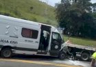 Sete pessoas ficam feridas em acidente envolvendo viatura da polícia que transportava presos em Barra do Piraí