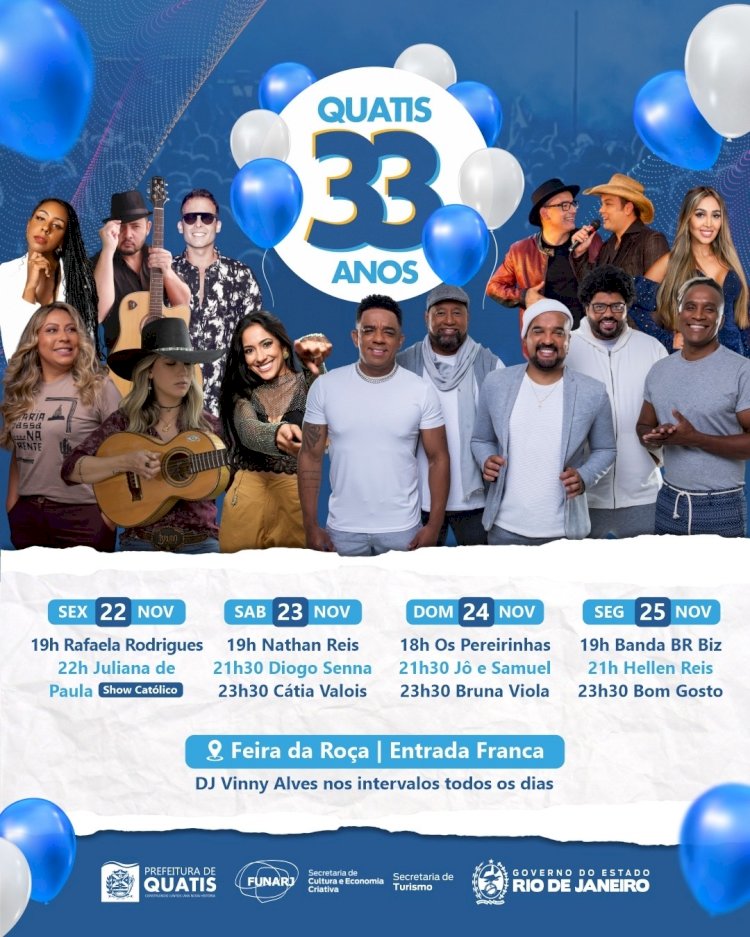 Aniversário de Quatis: Município completa 33 anos de emancipação nesta segunda, dia 25